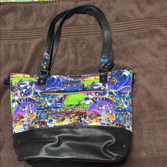 custom Handbags - Black Geometric Tote Bag with Urban Style